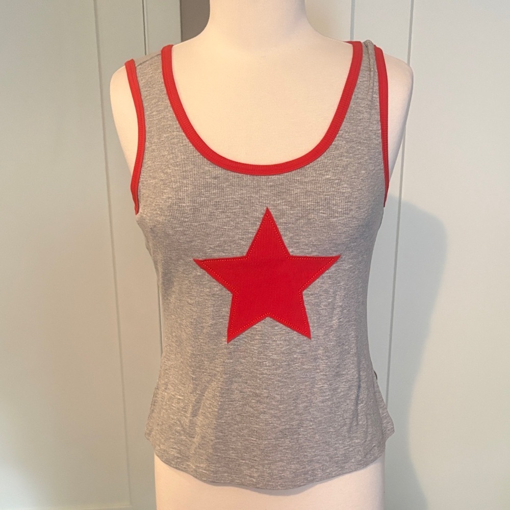 Gray and Red Star Tank Top